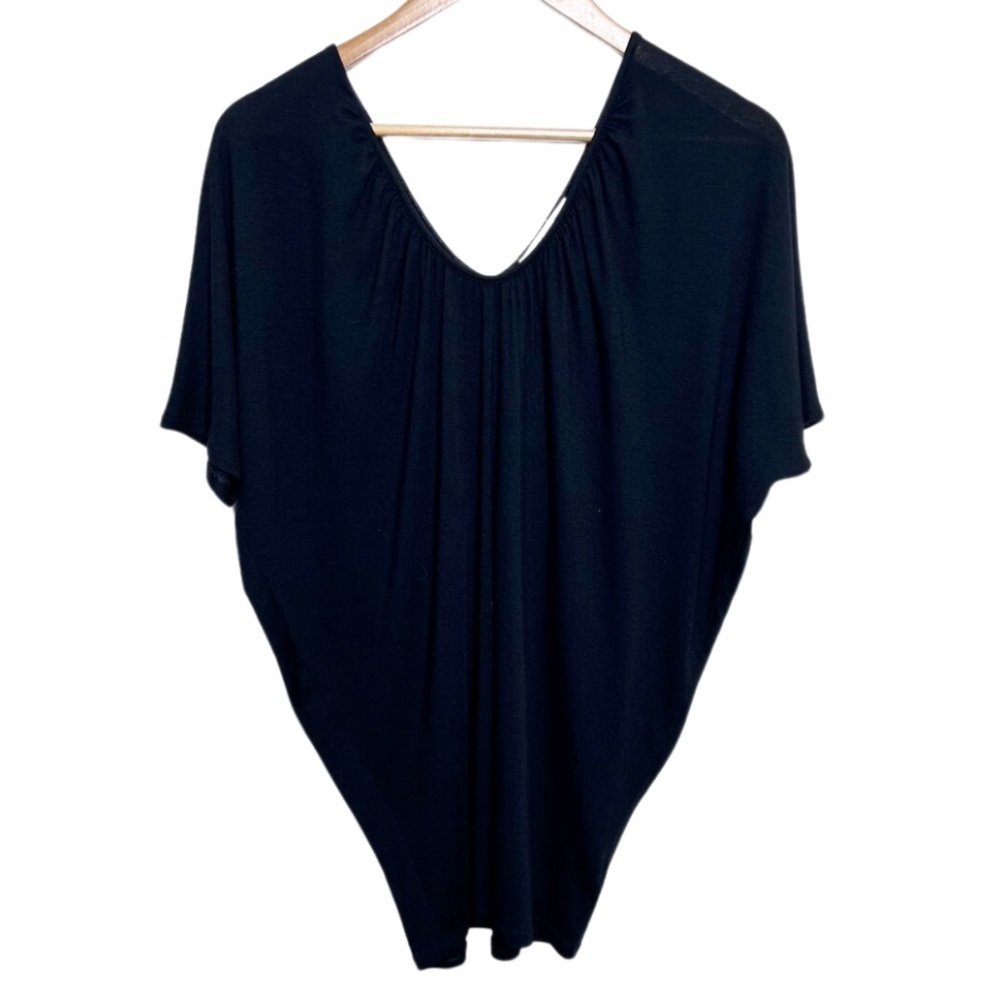 Express Black Dolman‎ Sleeve V Neck Gathered Front Tunic Top Women One Size